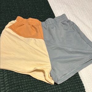 Colorblock Shorts in Orange and Gray